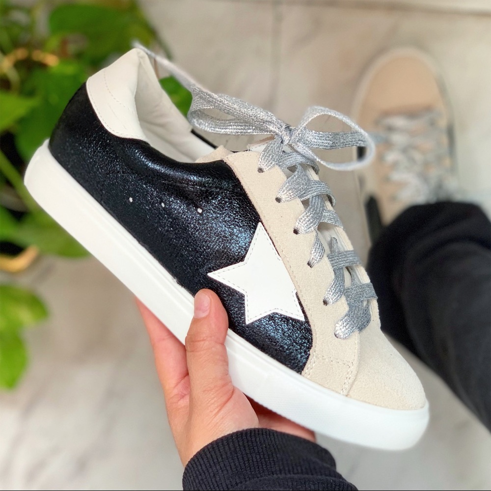 Black Shimmer Star Sneakers